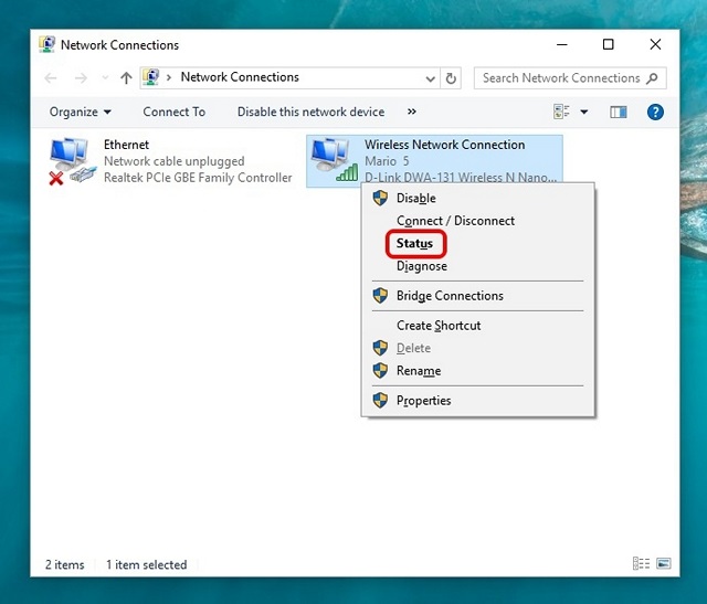 Windows 10 Network Connections 1