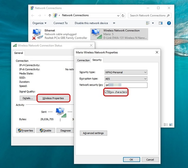 Windows 10 view saved password of current WiFi network 1