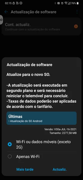 LG G8x Android 11 update screenshot