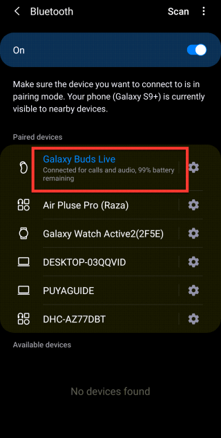 check galaxy buds battery 1