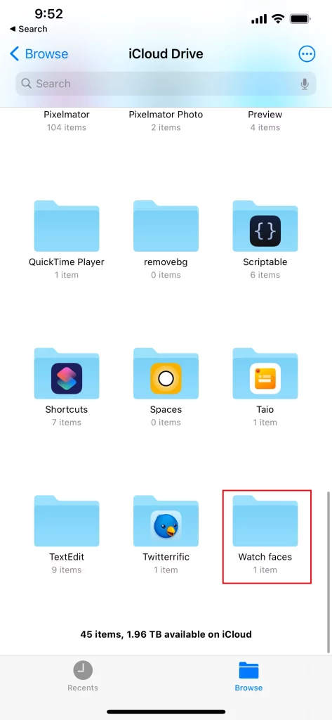 Open folder with watch face