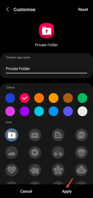 change secure folder icon name color 2