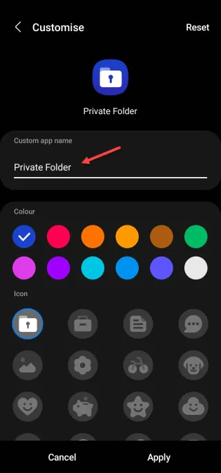 change secure folder icon name color 5
