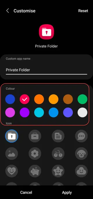 change secure folder icon name color 6
