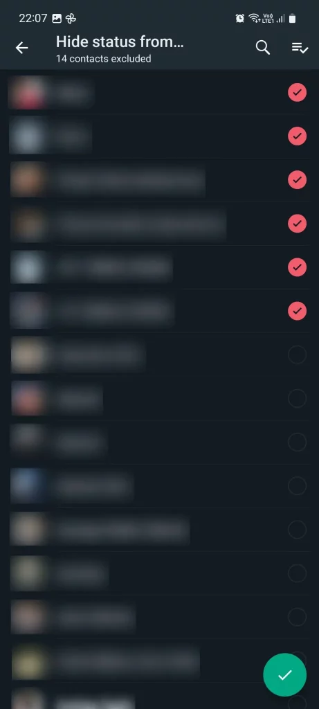 whatsapp status privacy contacts list
